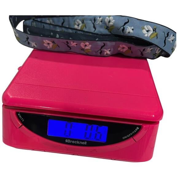 Blue Floral Print Belt Made in Bahrain Size 16 Vintage Fabric Tie - Picture 10 of 10